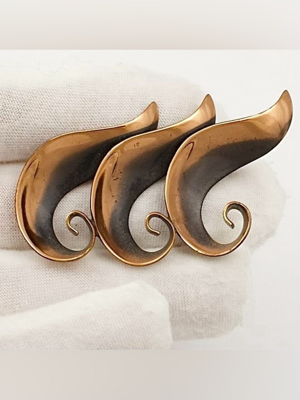 Vintage Modernist Copper Swirl Brooch by Bell Trading Post Mid-Century